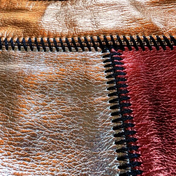 GLAMOROUS faux-patent-leather SKIRT Size 6 PACHTWORKY 50% COTTON BOHO CHIC a GEM - Picture 6 of 13